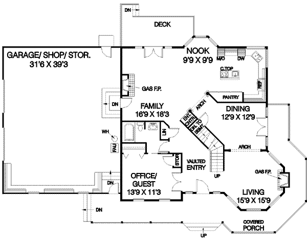 Home Plan - Farmhouse Floor Plan - Main Floor Plan #60-286