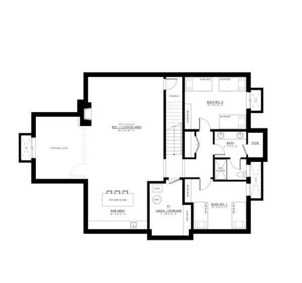 Farmhouse Floor Plan - Lower Floor Plan #1114-84