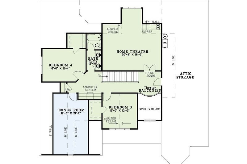 House Blueprint - Floor Plan - Upper Floor for Craftsman House Plan #923-475 - 4 bed, 3 bath