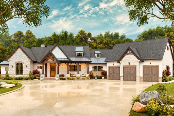 Exterior - Front Elevation 3 for Craftsman House Plan #119-426 - 3 bed, 3.5 bath