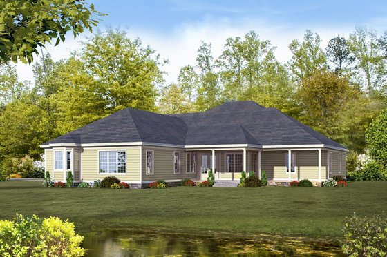 Exterior - Rear Elevation for Country House Plan #932-23 - 4 bed, 4.5 bath