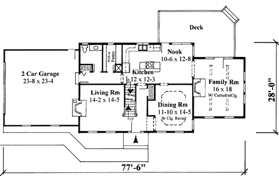 Floor Plan - Main Floor for Colonial House Plan #75-135 - 3 bed, 2.5 bath