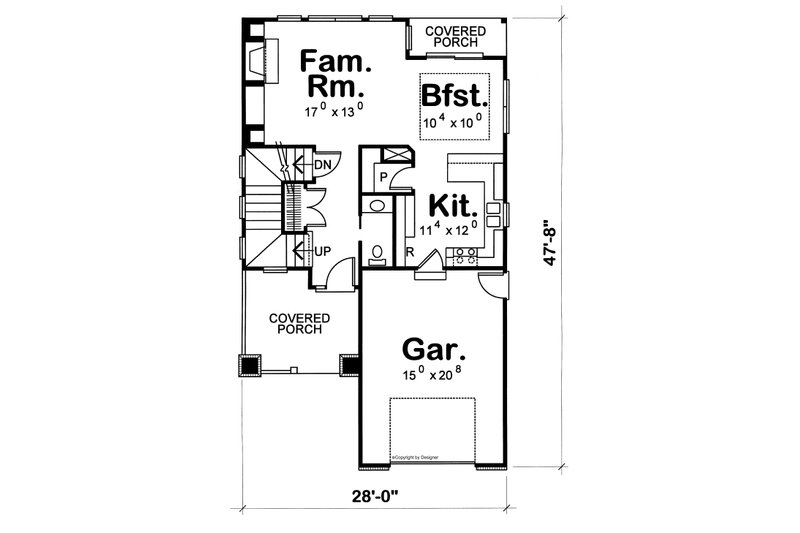 House Design - Floor Plan - Main Floor for Craftsman House Plan #20-2148 - 3 bed, 2.5 bath