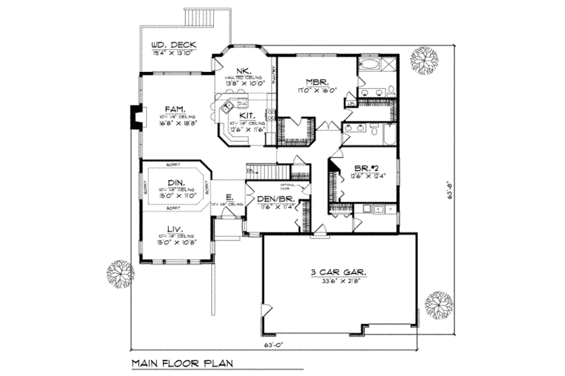 Home Plan - Floor Plan - Main Floor for Traditional House Plan #70-359 - 3 bed, 2 bath