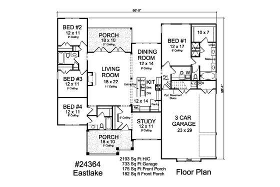 Floor Plan - Main Floor for Cottage House Plan #513-2212 - 4 bed, 3 bath