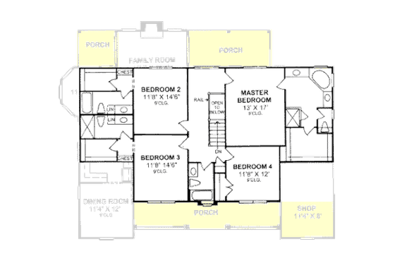 Floor Plan - Upper Floor for Traditional House Plan #20-329 - 4 bed, 4.5 bath