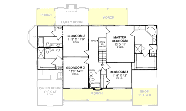 House Design - Traditional Floor Plan - Upper Floor Plan #20-329