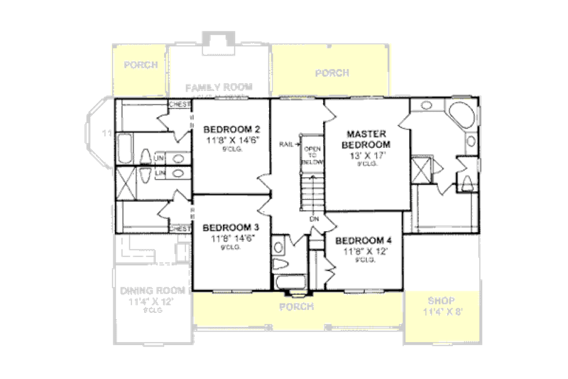 Dream House Plan - Floor Plan - Upper Floor for Traditional House Plan #20-329 - 4 bed, 4.5 bath