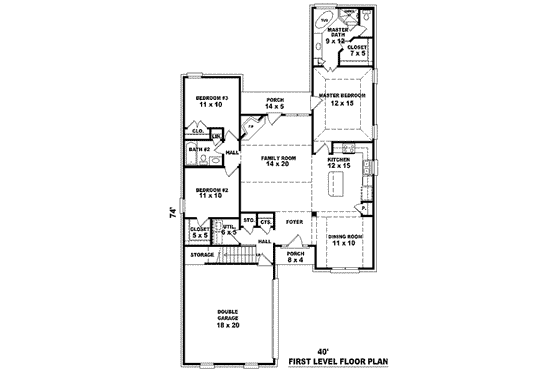 Floor Plan - Main Floor for European House Plan #81-1448 - 3 bed, 2 bath