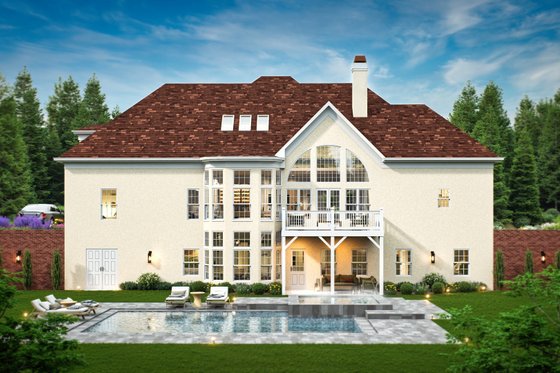 Exterior - Rear Elevation for European House Plan #119-257 - 4 bed, 3.5 bath