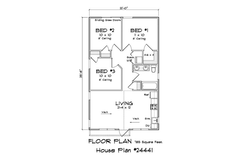 House Design - Floor Plan - Main Floor 1 for Cottage House Plan #513-2234 - 3 bed, 1 bath