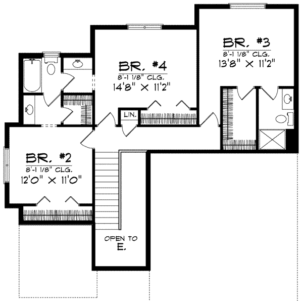 Architectural House Design - Traditional Floor Plan - Upper Floor Plan #70-603
