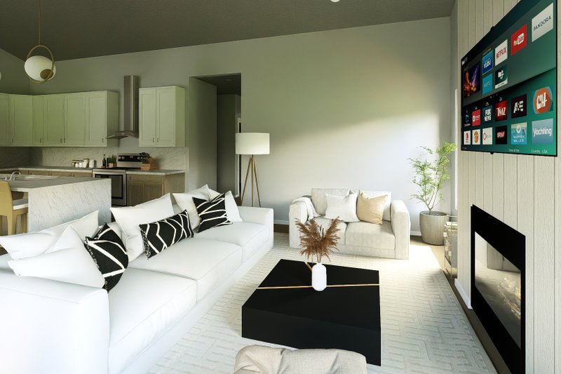 House Blueprint - Interior - Family Room 1 for Barndominium House Plan #1064-456 - 2 bed, 2 bath