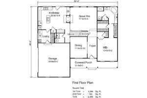 Floor Plan - Main Floor for Traditional House Plan #22-203 - 3 bed, 2.5 bath