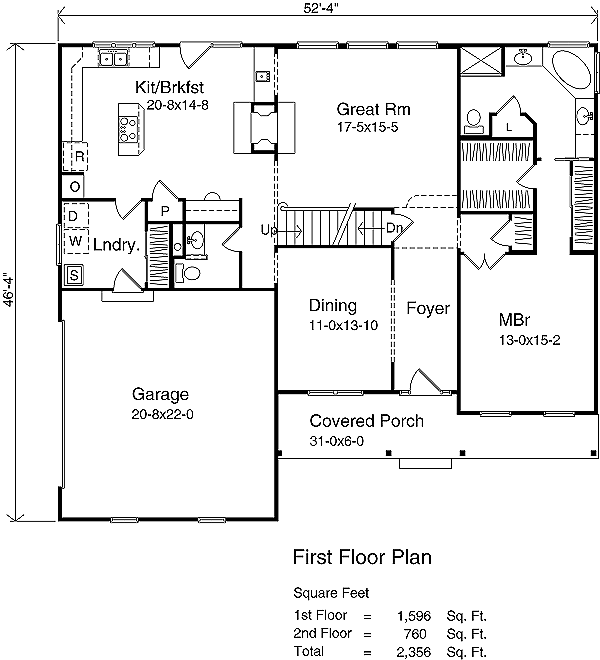 Architectural House Design - Traditional Floor Plan - Main Floor Plan #22-203