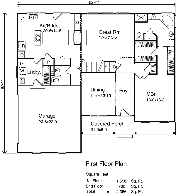 House Blueprint - Traditional Floor Plan - Main Floor Plan #22-203
