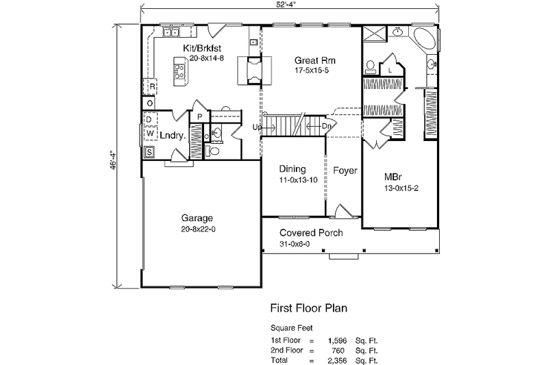 Dream House Plan - Floor Plan - Main Floor for Traditional House Plan #22-203 - 3 bed, 2.5 bath