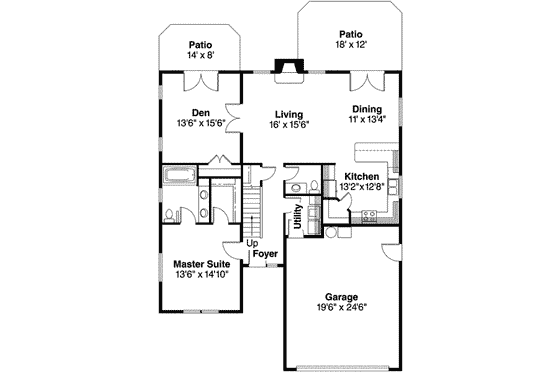Floor Plan - Main Floor for Modern House Plan #124-568 - 3 bed, 2.5 bath