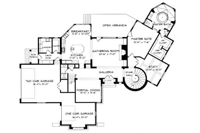 Home Plan - Floor Plan - Main Floor for European House Plan #413-120 - 4 bed, 4 bath