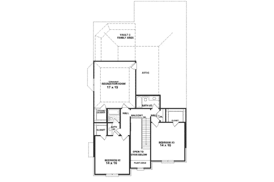 Floor Plan - Upper Floor for European House Plan #81-320 - 3 bed, 3.5 bath