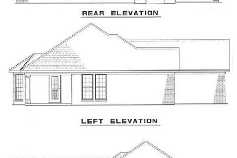 House Blueprint - Exterior - Rear Elevation for Southern House Plan #17-137 - 3 bed, 2 bath