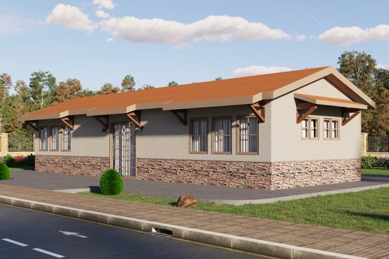 Exterior - Front Elevation 4 for Mediterranean House Plan #1106-101 - 2 bed, 1 bath