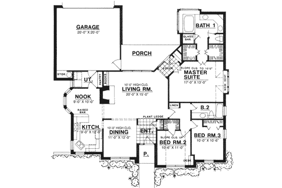 Floor Plan - Main Floor for European House Plan #40-153 - 3 bed, 2 bath