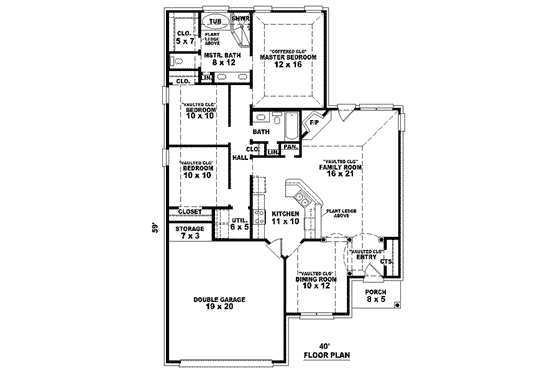 Floor Plan - Main Floor for Traditional House Plan #81-782 - 3 bed, 2 bath