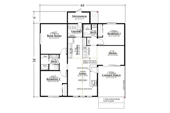 Floor Plan - Main Floor for Barndominium House Plan #1099-9 - 2 bed, 3 bath