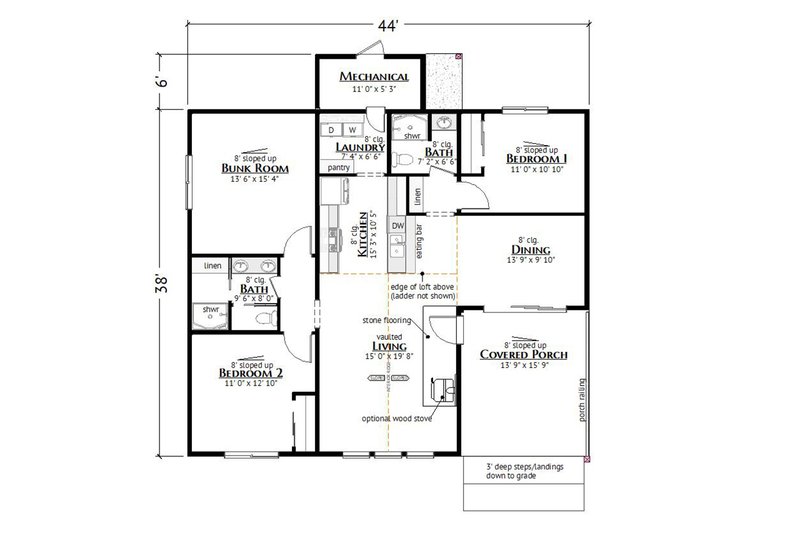 House Design - Floor Plan - Main Floor for Barndominium House Plan #1099-9 - 2 bed, 3 bath