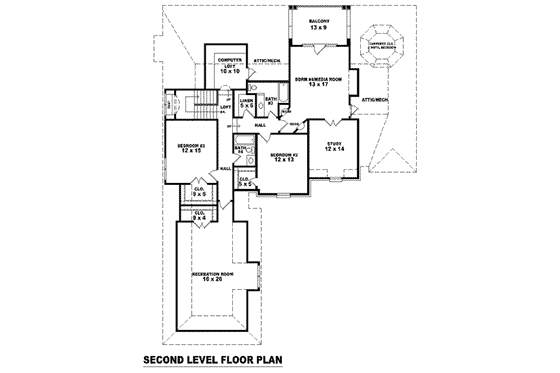 Floor Plan - Upper Floor for European House Plan #81-1252 - 3 bed, 4 bath