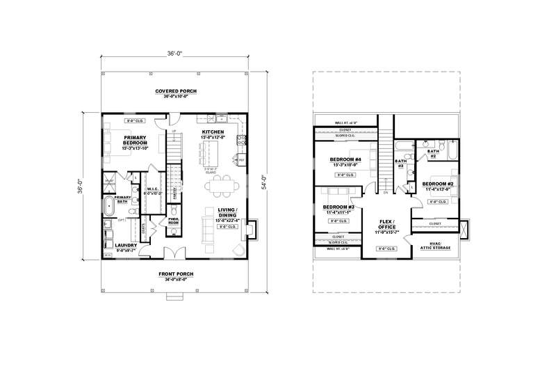House Blueprint - Floor Plan - Main Floor for Farmhouse House Plan #1117-36 - 4 bed, 3.5 bath