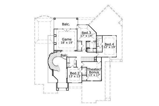 Floor Plan - Upper Floor for European House Plan #411-677 - 4 bed, 5.5 bath
