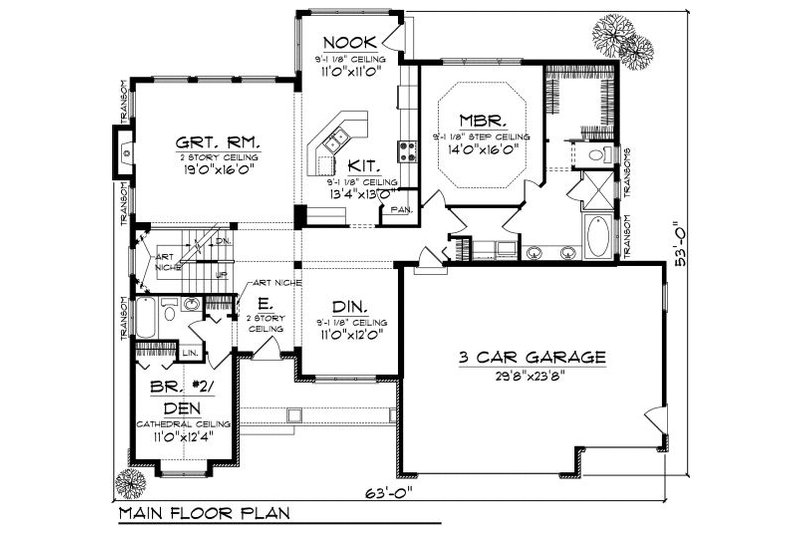 Architectural House Design - Floor Plan - Main Floor for Cottage House Plan #70-880 - 5 bed, 3 bath