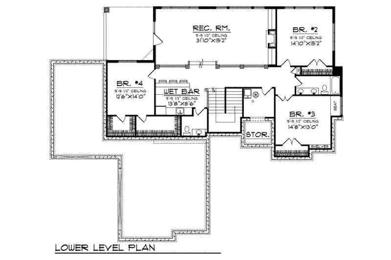 Home Plan - Floor Plan - Lower Floor for European House Plan #70-677 - 4 bed, 3.5 bath