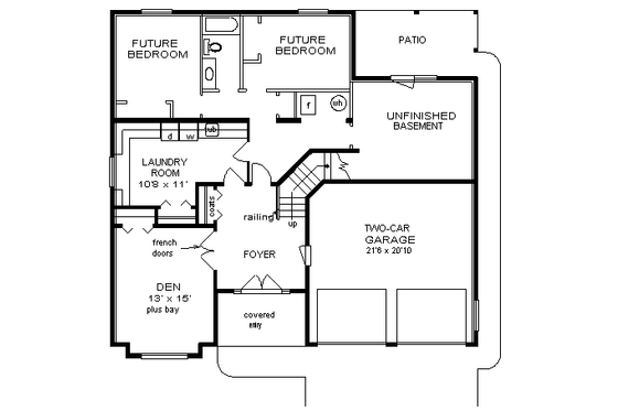 Floor Plan - Lower Floor for Mediterranean House Plan #18-251 - 4 bed, 2 bath