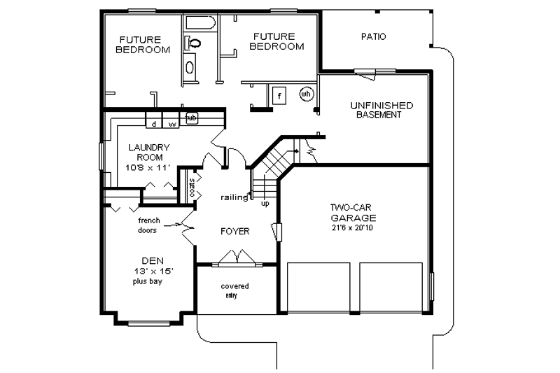 Home Plan - Floor Plan - Lower Floor for Mediterranean House Plan #18-251 - 4 bed, 2 bath