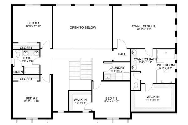 Craftsman Floor Plan - Upper Floor Plan #1060-246