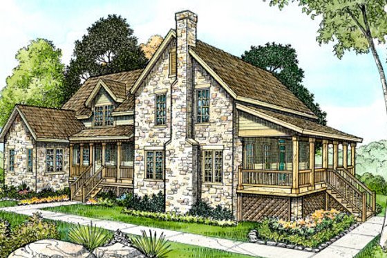 Exterior - Front Elevation for Country House Plan #140-144 - 4 bed, 3.5 bath