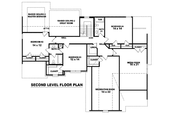 Floor Plan - Upper Floor for European House Plan #81-979 - 4 bed, 3.5 bath