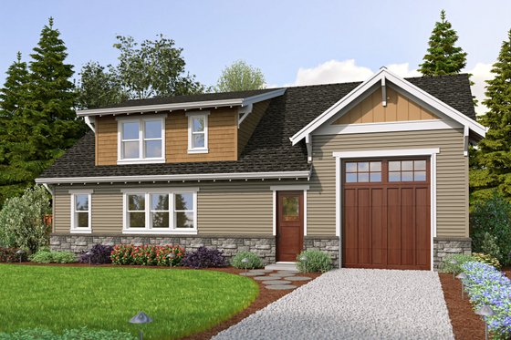 Exterior - Rear Elevation for Craftsman House Plan #48-1049 - 2 bed, 1.5 bath