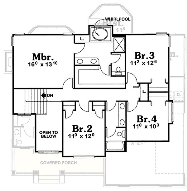Farmhouse Floor Plan - Upper Floor Plan #20-2025