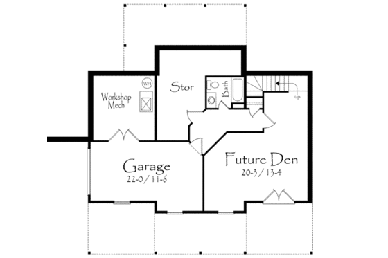 Floor Plan - Lower Floor for Contemporary House Plan #71-101 - 2 bed, 2 bath
