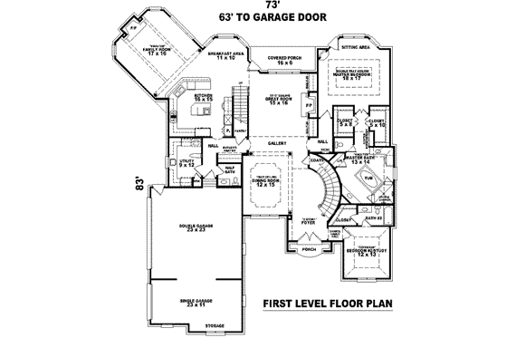 Floor Plan - Main Floor for European House Plan #81-1329 - 4 bed, 4 bath