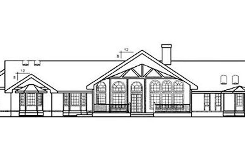 Home Plan - Exterior - Rear Elevation for Ranch House Plan #60-221 - 3 bed, 2 bath