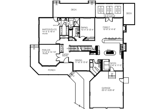 Floor Plan - Main Floor for Traditional House Plan #60-181 - 3 bed, 2.5 bath
