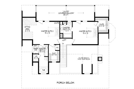 Floor Plan - Upper Floor for Country House Plan #932-349 - 3 bed, 3.5 bath