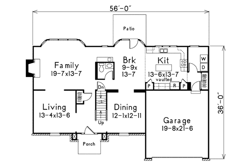 Dream House Plan - Floor Plan - Main Floor for Colonial House Plan #57-206 - 3 bed, 2.5 bath