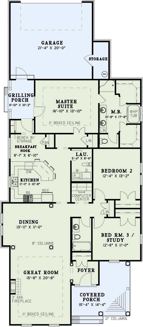 Country Floor Plan - Main Floor Plan #17-1013