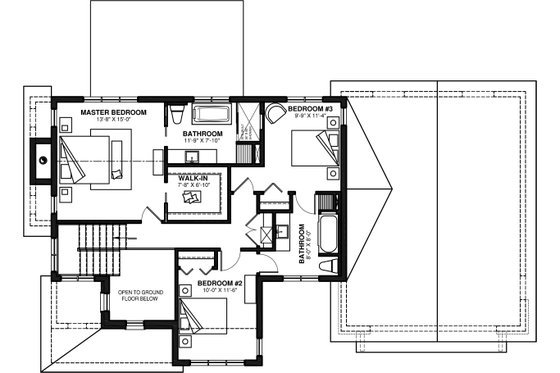Floor Plan - Upper Floor for Farmhouse House Plan #23-2735 - 4 bed, 2.5 bath